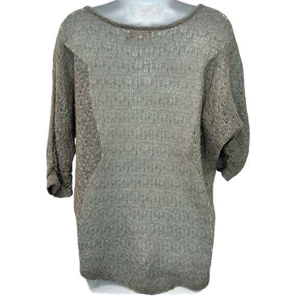 Nation LTD Revolve Gray Gold Sparkle Open Knit Half Dolman Sleeve Sweater size S - Picture 7 of 10